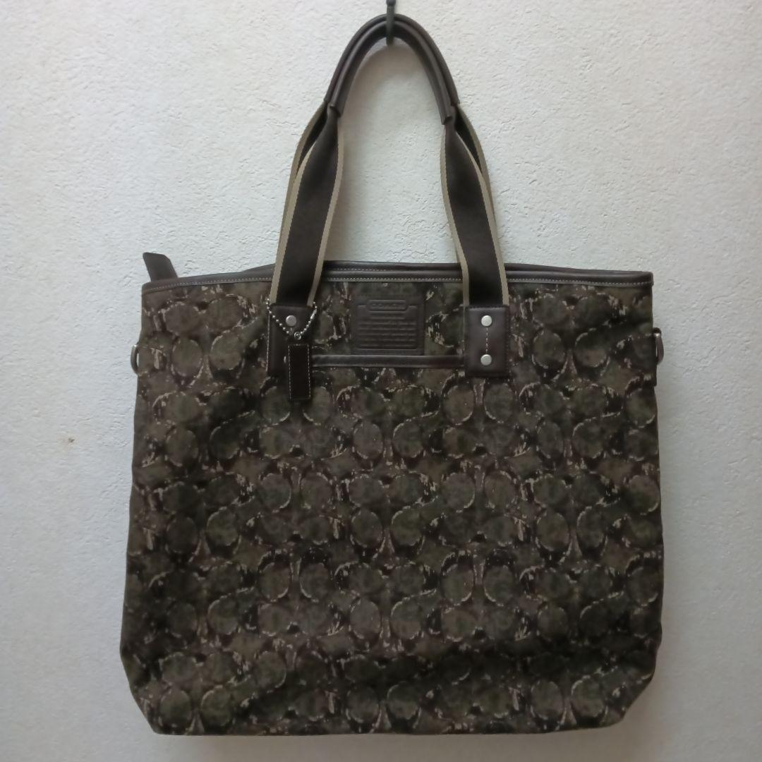 COACH ロゴプリント キャンバス　トートバッグ 　カモフラ　迷彩　希少