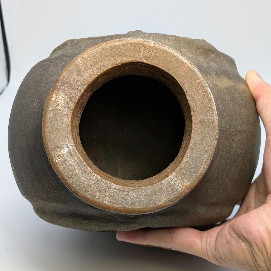 岡本錦朋 備前陶彫「平和の花園」 共箱栞 備前焼 壷花入 壺花瓶 花器 裸婦