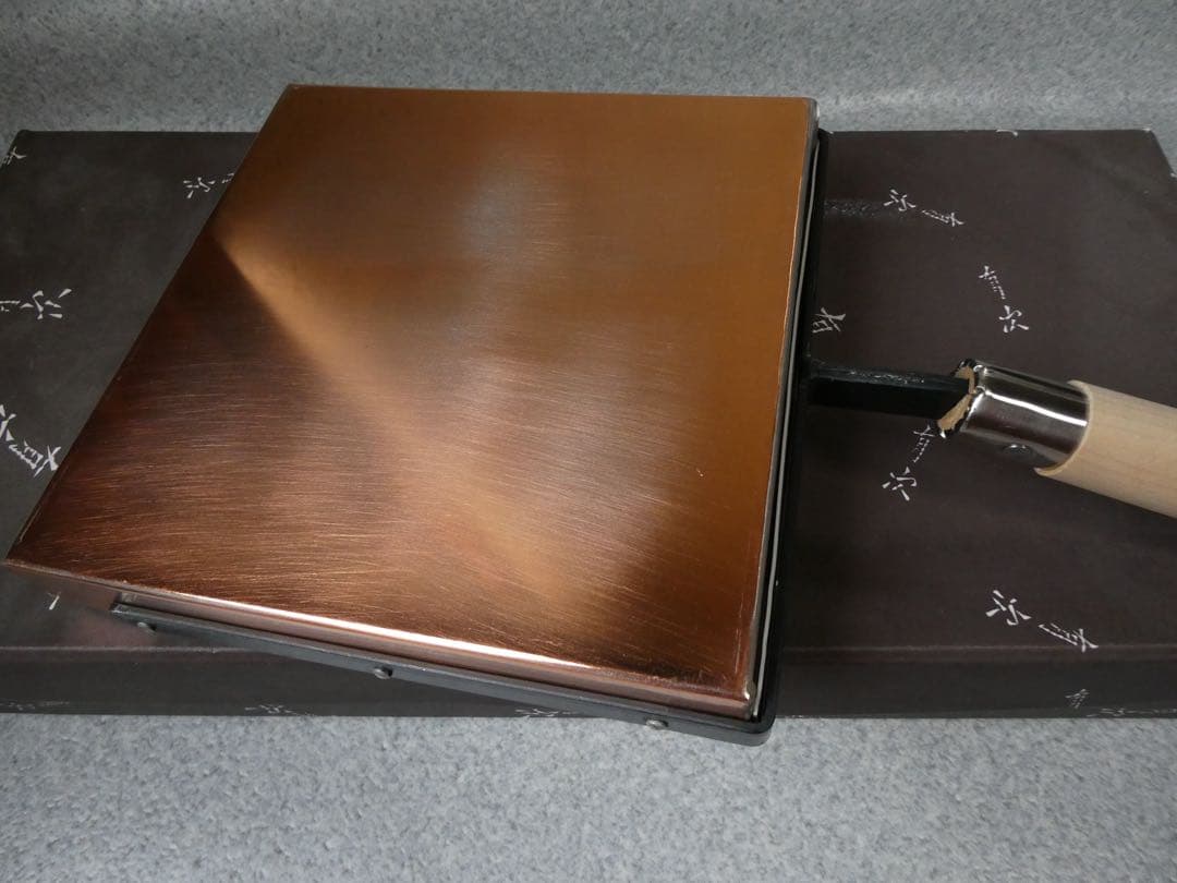 京都 有次 銅製 卵焼き鍋 21×21cm 新品 木蓋付き 名入れ有