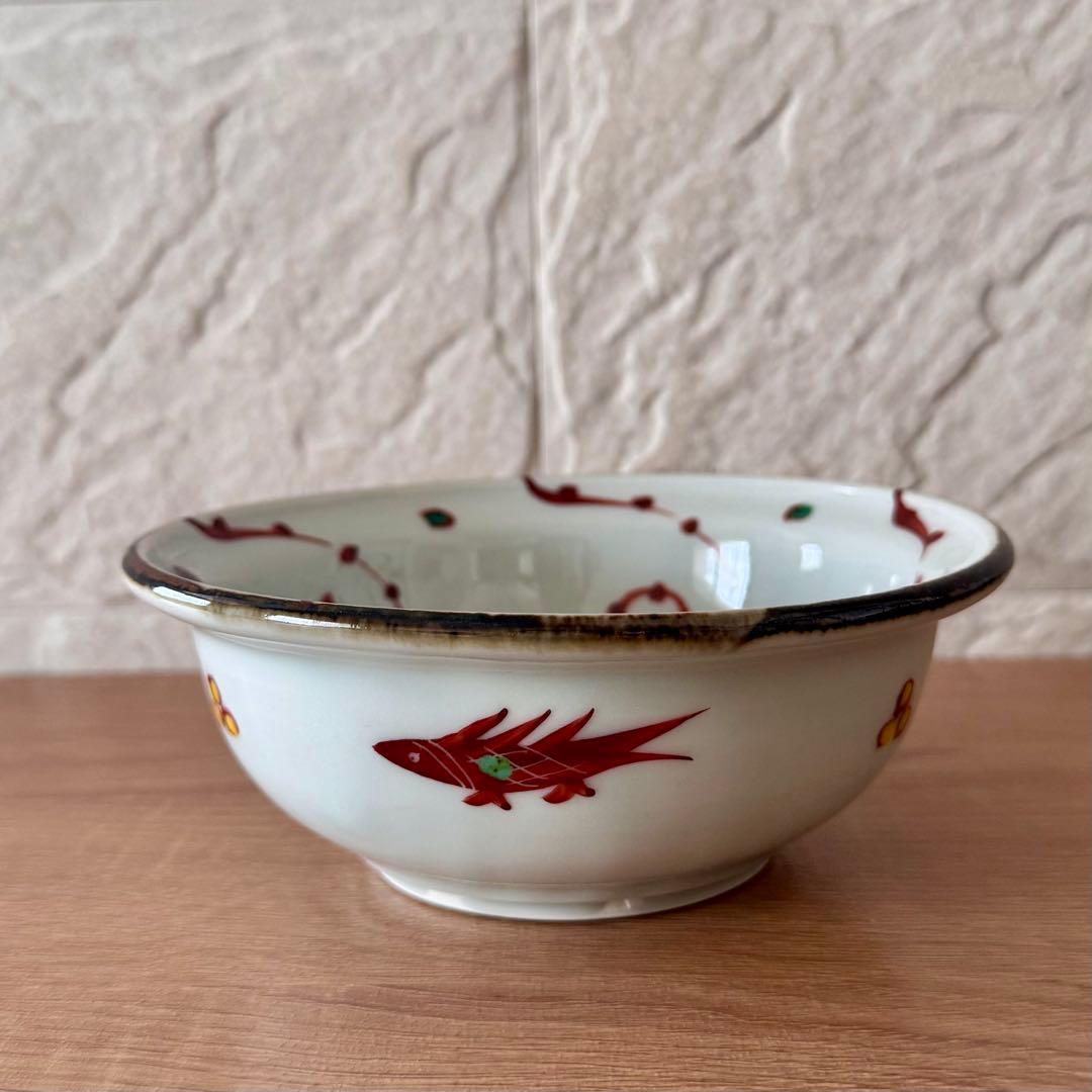 〈未使用木箱付〉廣永窯 赤絵多幸唐草小鉢 陶器 川喜田半泥子