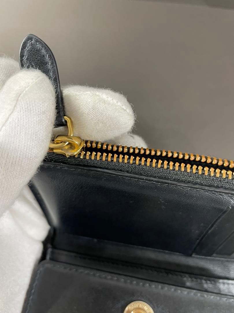 Burberry ギンガムチェック 三つ折り財布 ブラック/ベージュ