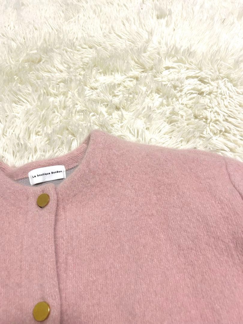 ラブティックボンボン　ハイクオリティヘアリーウールニットジャケット　ピンク
