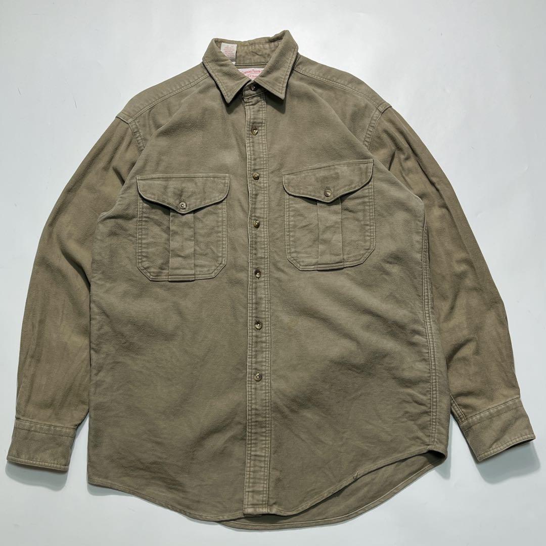 90s フィルソン USA製 シャモアクロス 長袖シャツ M カーキ 7688