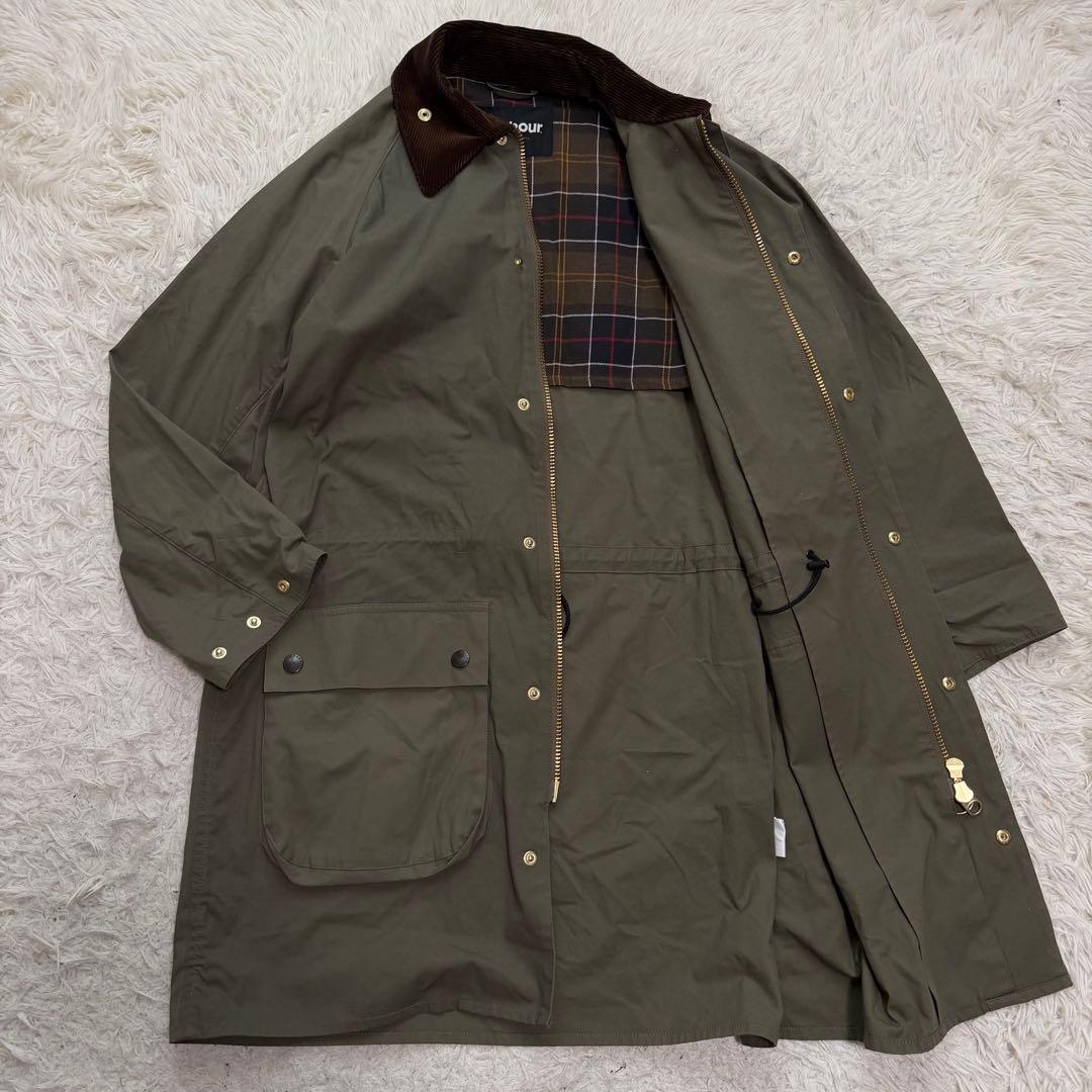 23年製極美品　バブアー　GAMEFAIR ロングコート　ピーチスキン　カーキ