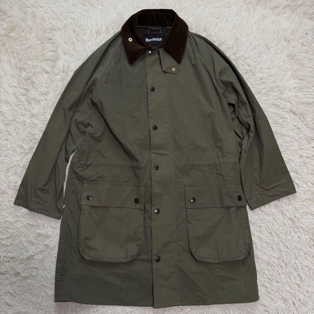 23年製極美品　バブアー　GAMEFAIR ロングコート　ピーチスキン　カーキ