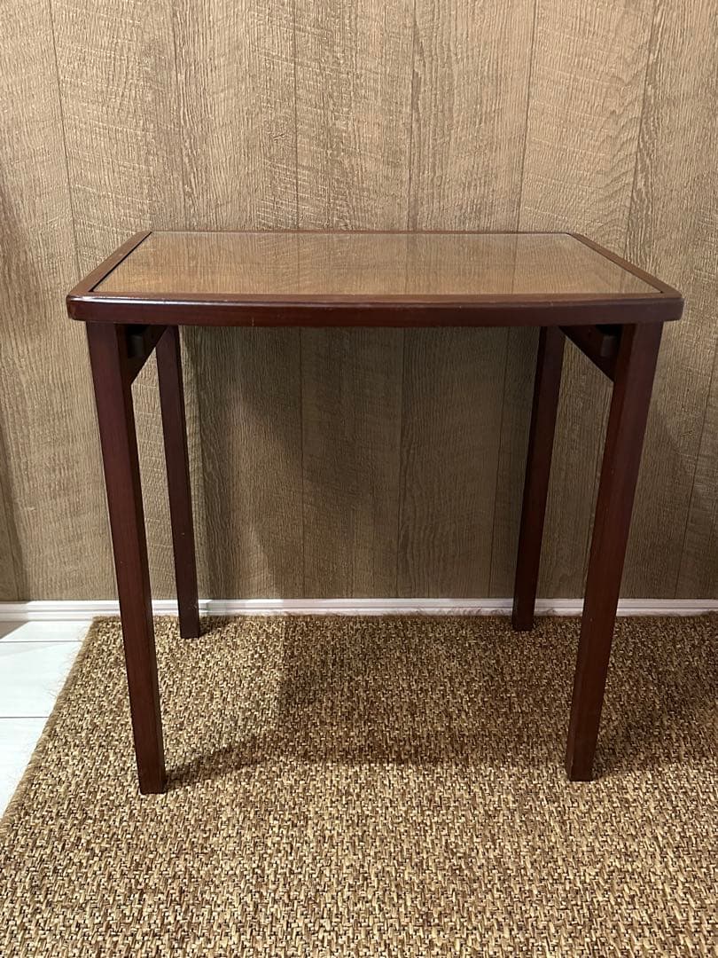 ネストテーブル　木製　ガラス天板　アンティーク