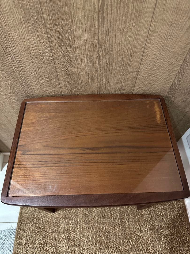 ネストテーブル　木製　ガラス天板　アンティーク