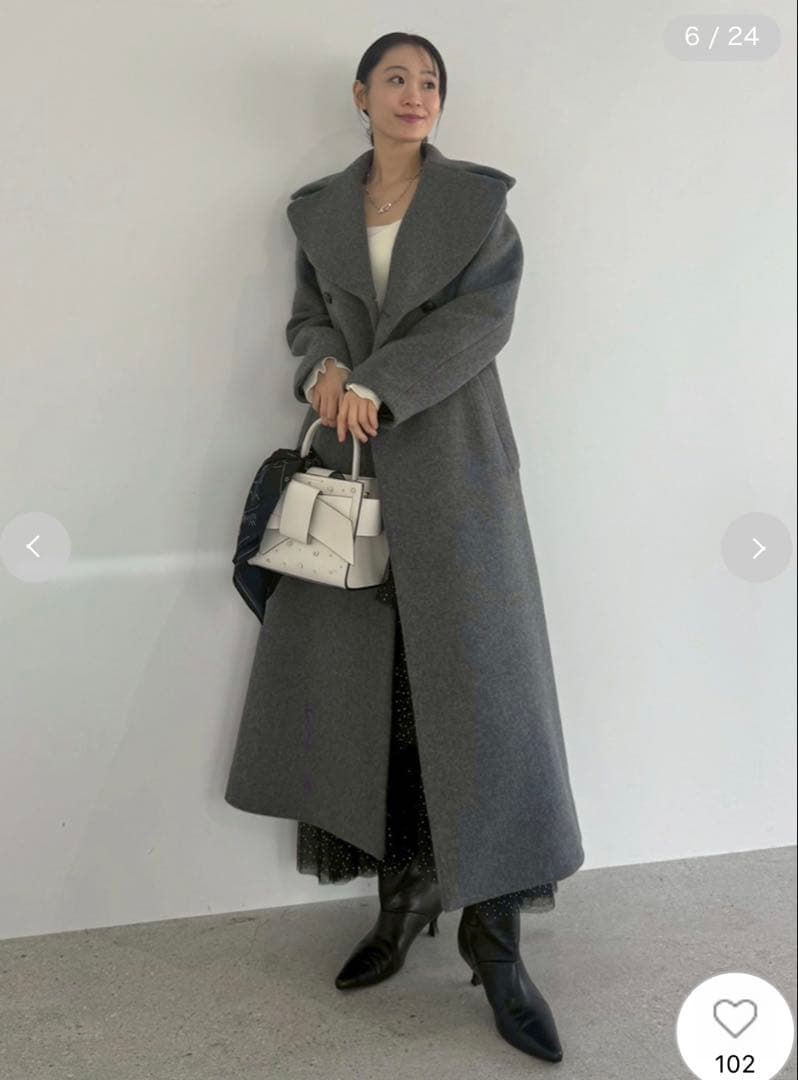 フレイアイディー ビッグカラーウールコート