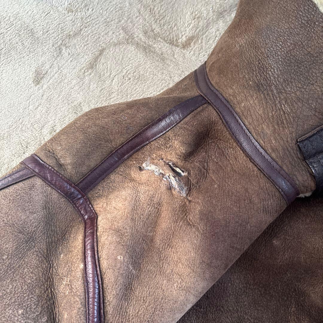 (破れあり)AVIREX フライトジャケット サイズ38 M 羊革 ムートン