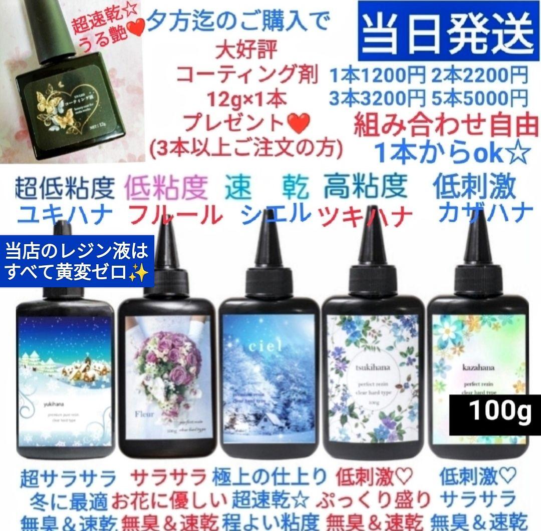 専用レジン液 フルール6本、シエル2本、コーティング剤つき✩.*˚