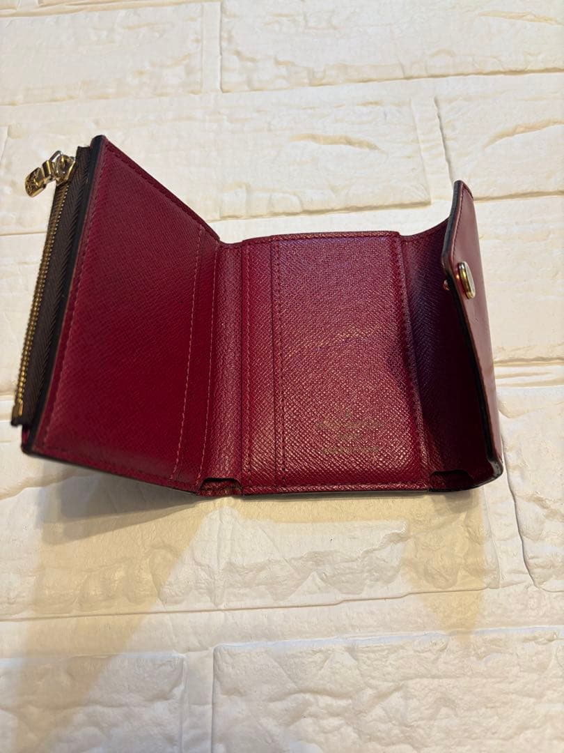 Louis Vuitton 三つ折り財布 ブラウン/レッド⭐️箱・布ケース付き⭐️