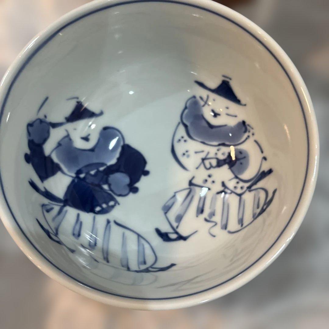 有田焼　しん窯　青花　小どんぶり　れんげ　小皿　2セット