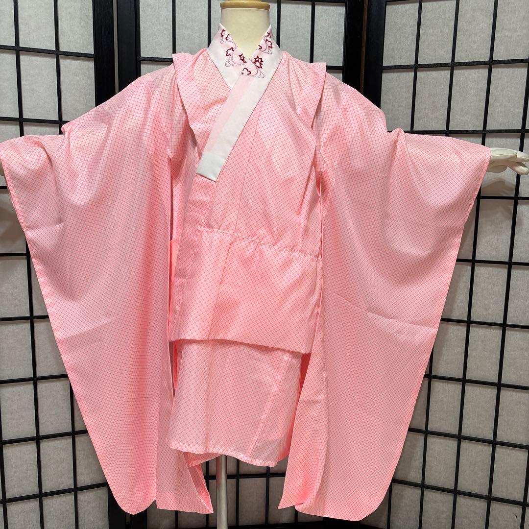 七五三　着物セット　7歳　緑色　黄色　大輪柄　華やか　ポップ