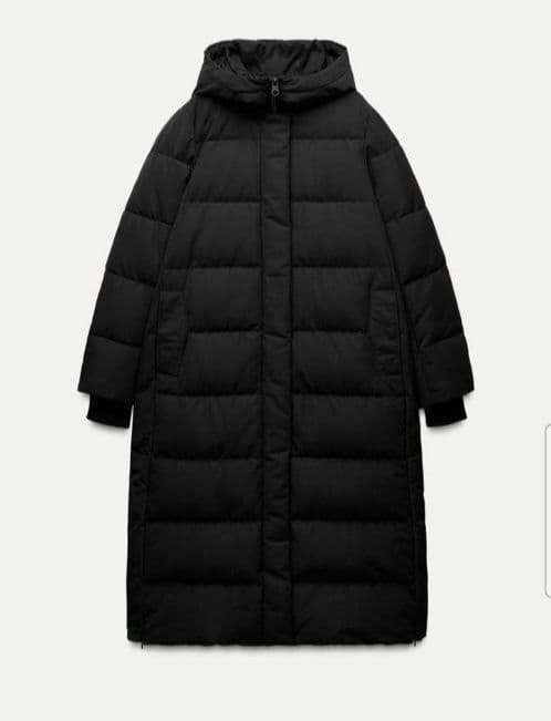 【美品】ZARA　ロングダウンジャケット　フードつき