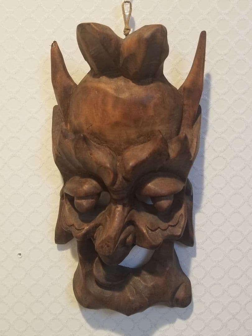 【新年セール】鬼滅の刃 儺舞面具 面具 時代物 骨董 蔵出し 木彫り 能面