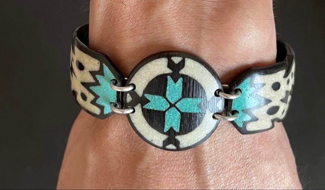 ヴィンテージ ラコタ族 バッファローホーン ブレスレット ターコイズ バングル