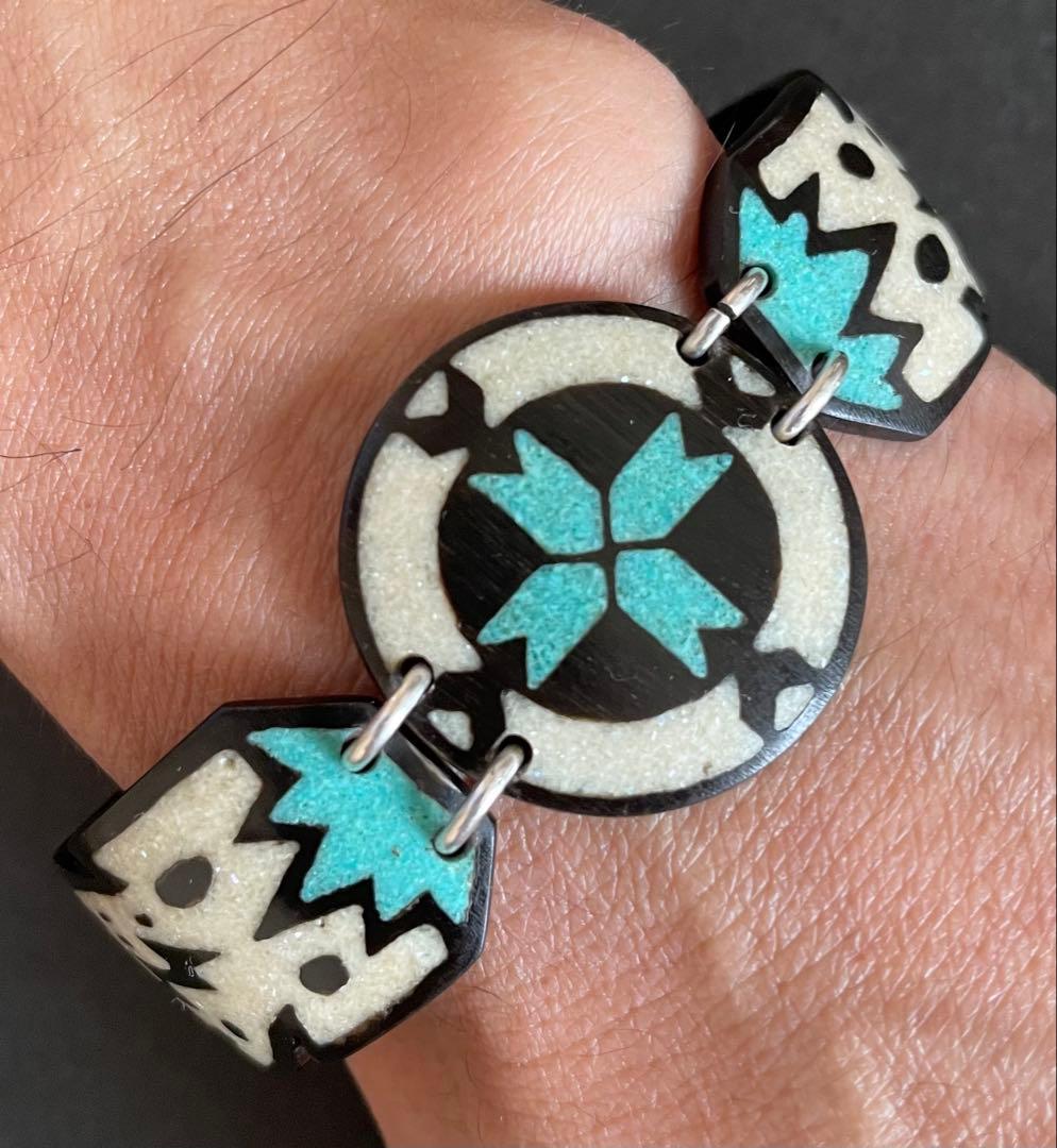 ヴィンテージ ラコタ族 バッファローホーン ブレスレット ターコイズ バングル