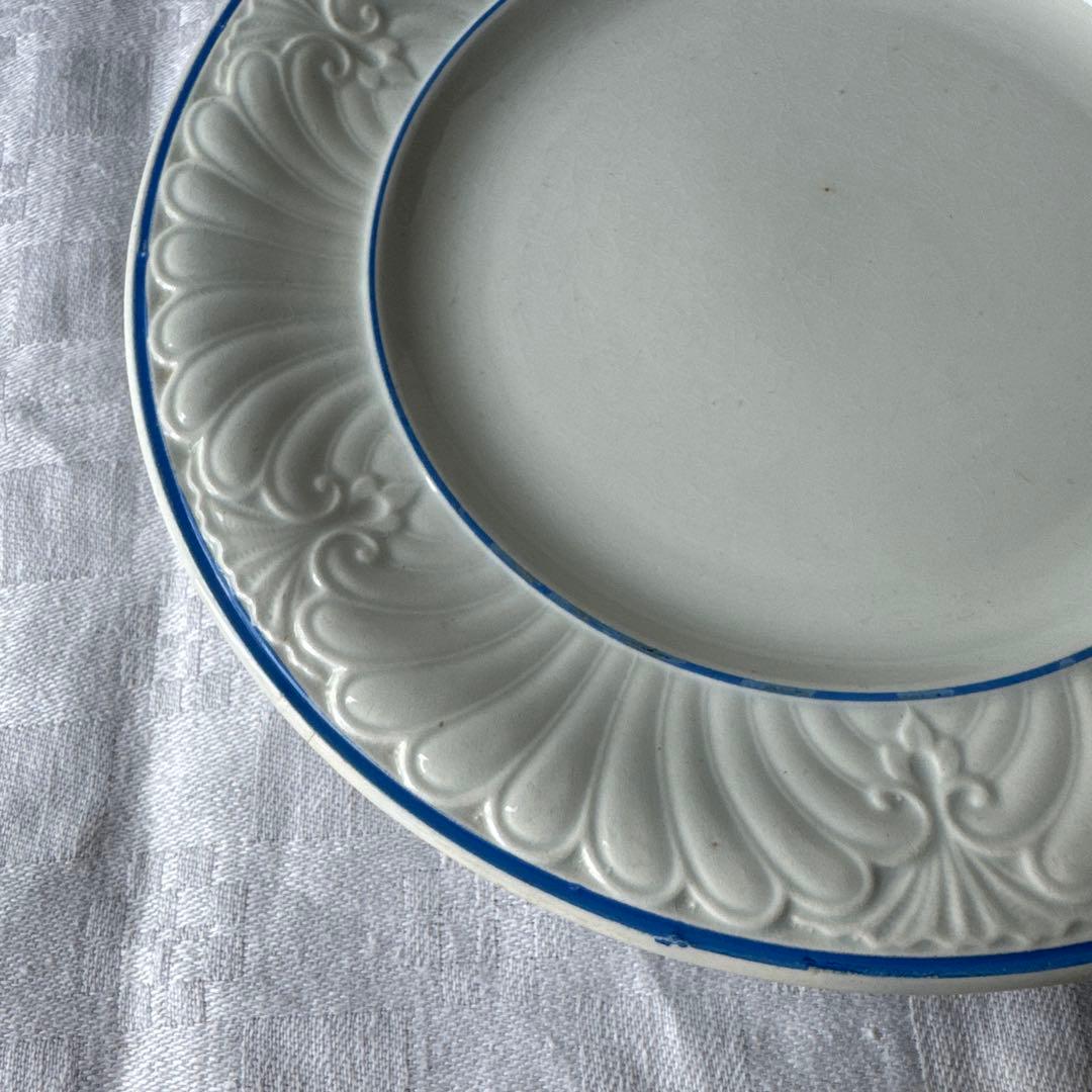 フランスアンティーク　クレイユモントロー　レリーフ皿　デザートプレート　平皿