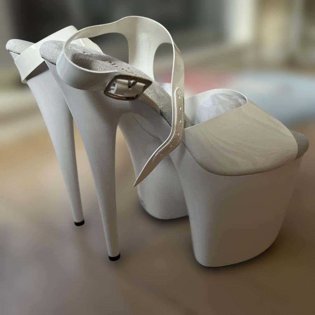 Pleaser FLAMAINGO-808N ホワイト オープントゥ ハイヒール