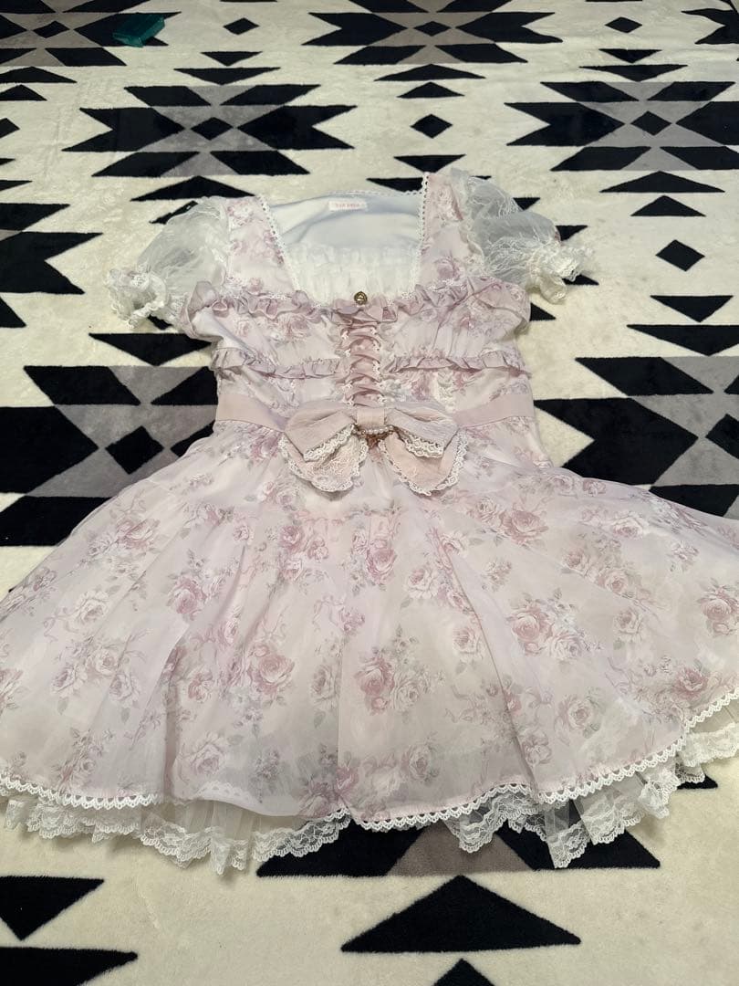 LIZLISA ローズリボンシフォンワンピース ピンク