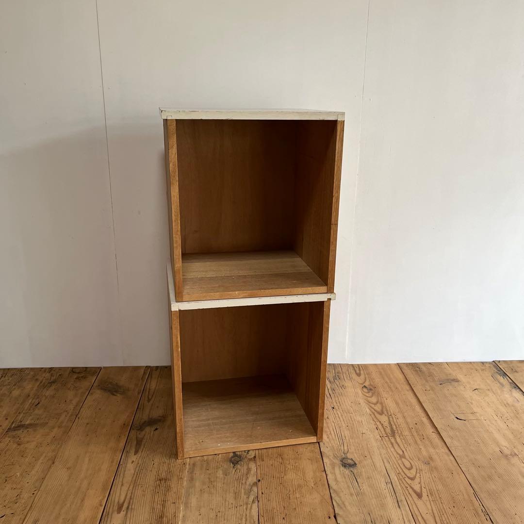 2個セット 木製 スタッキング ボックス 棚 z764