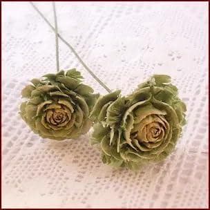 粘土 アートフラワー グリーン バラ