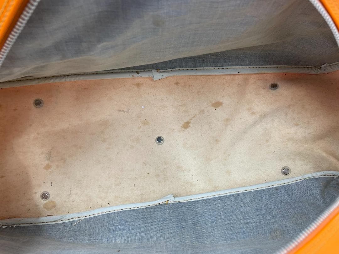 昭和レトロ PUMA ボストンバッグ オレンジ エナメルバッグ 金属ロゴマーク