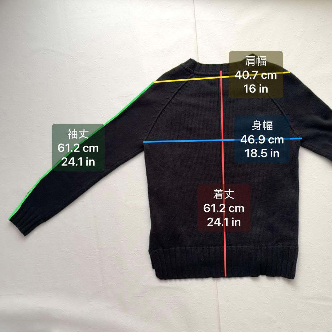 LAUREN RALPH LAUREN ロゴ刺繍ワッペン ニット 黒 M相当