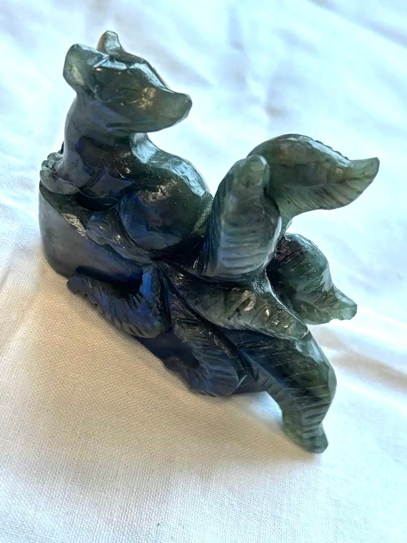 天然石ラブラドライト 九尾 妖精キツネ