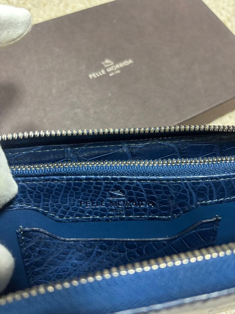 き*こ様 【微使用美品】ペッレモルビダ　クロコダイル　ラウンドファスナー長財布