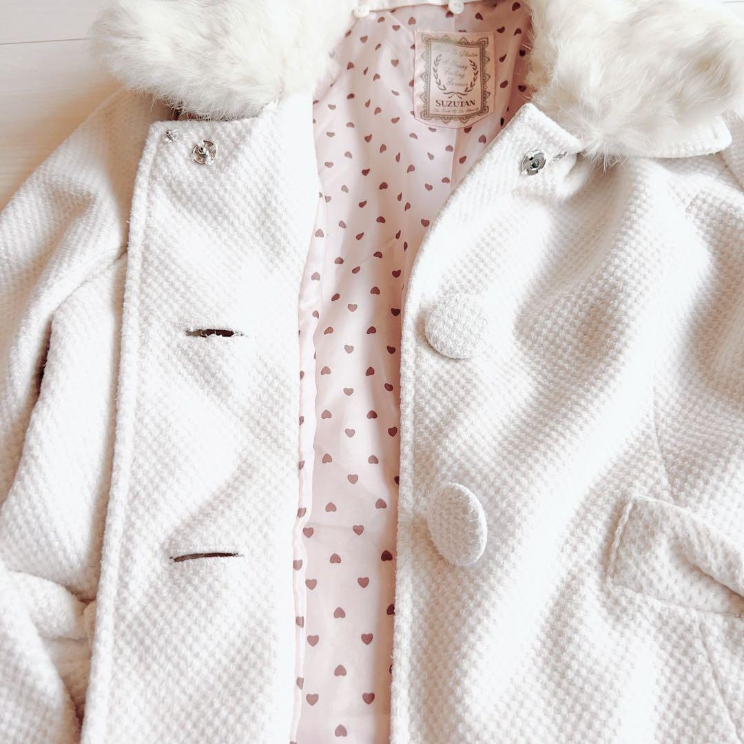 あみ LIZLISA系♡アイボリー ビジュー×リボンコート