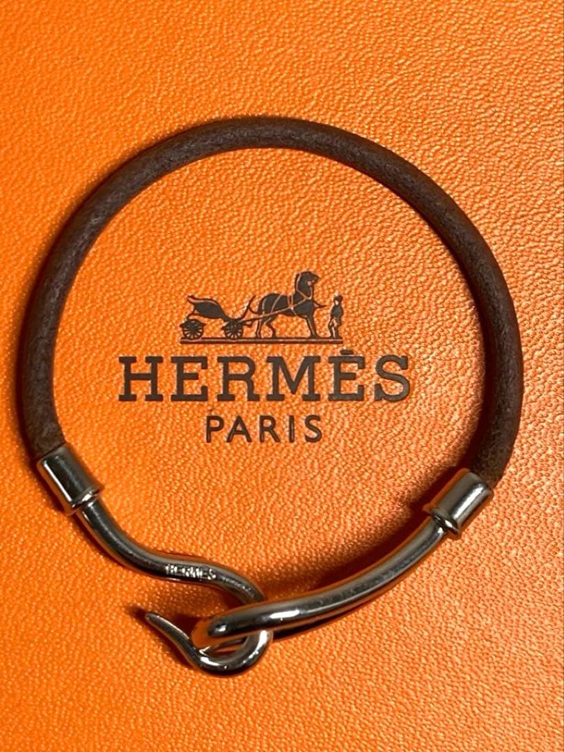 良品　HERMES エルメス　ジャンボ　シルバー金具　レザー　ブレスレット