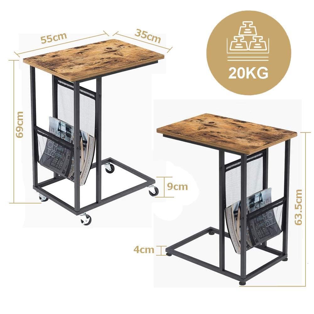 収納バッグ サイドテーブル コの字型デザイン キャスター付き