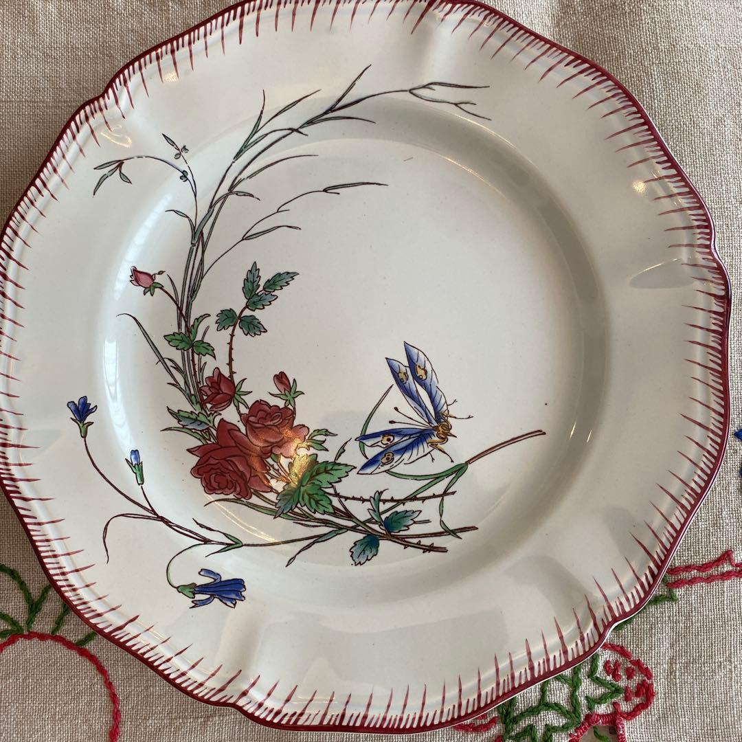 アンティークデザートプレート U&Cサルグミンヌ Papillon(蝶々）