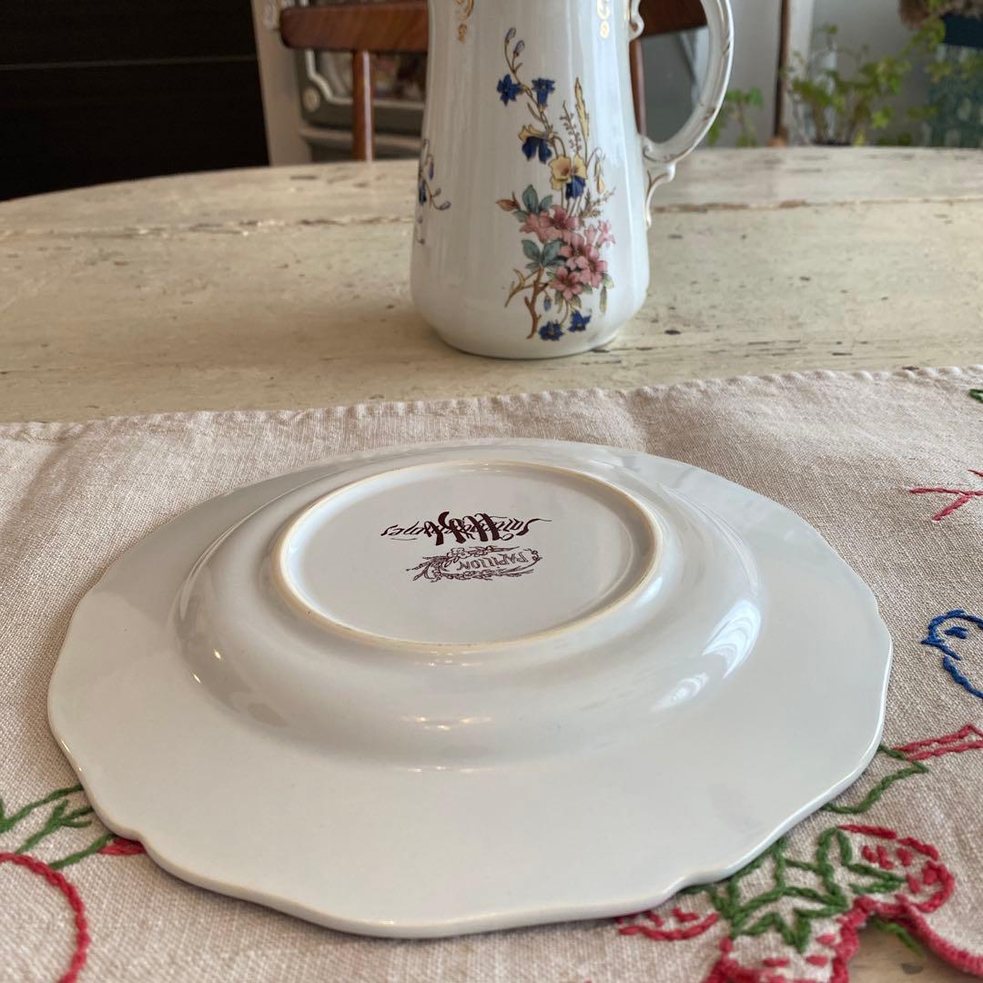 アンティークデザートプレート U&Cサルグミンヌ Papillon(蝶々）