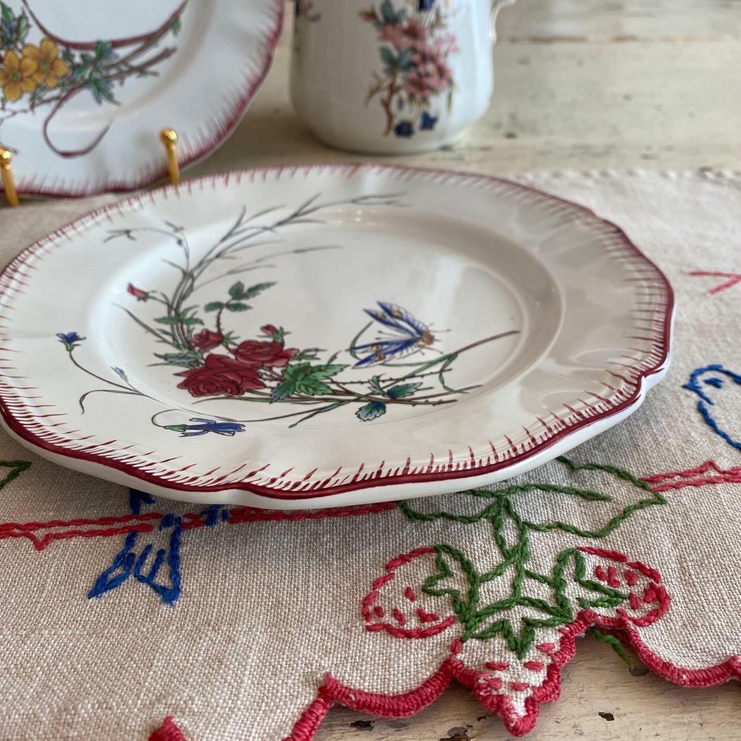 アンティークデザートプレート U&Cサルグミンヌ Papillon(蝶々）