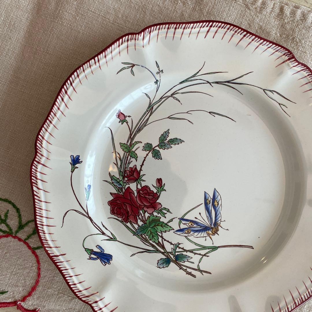 アンティークデザートプレート U&Cサルグミンヌ Papillon(蝶々）