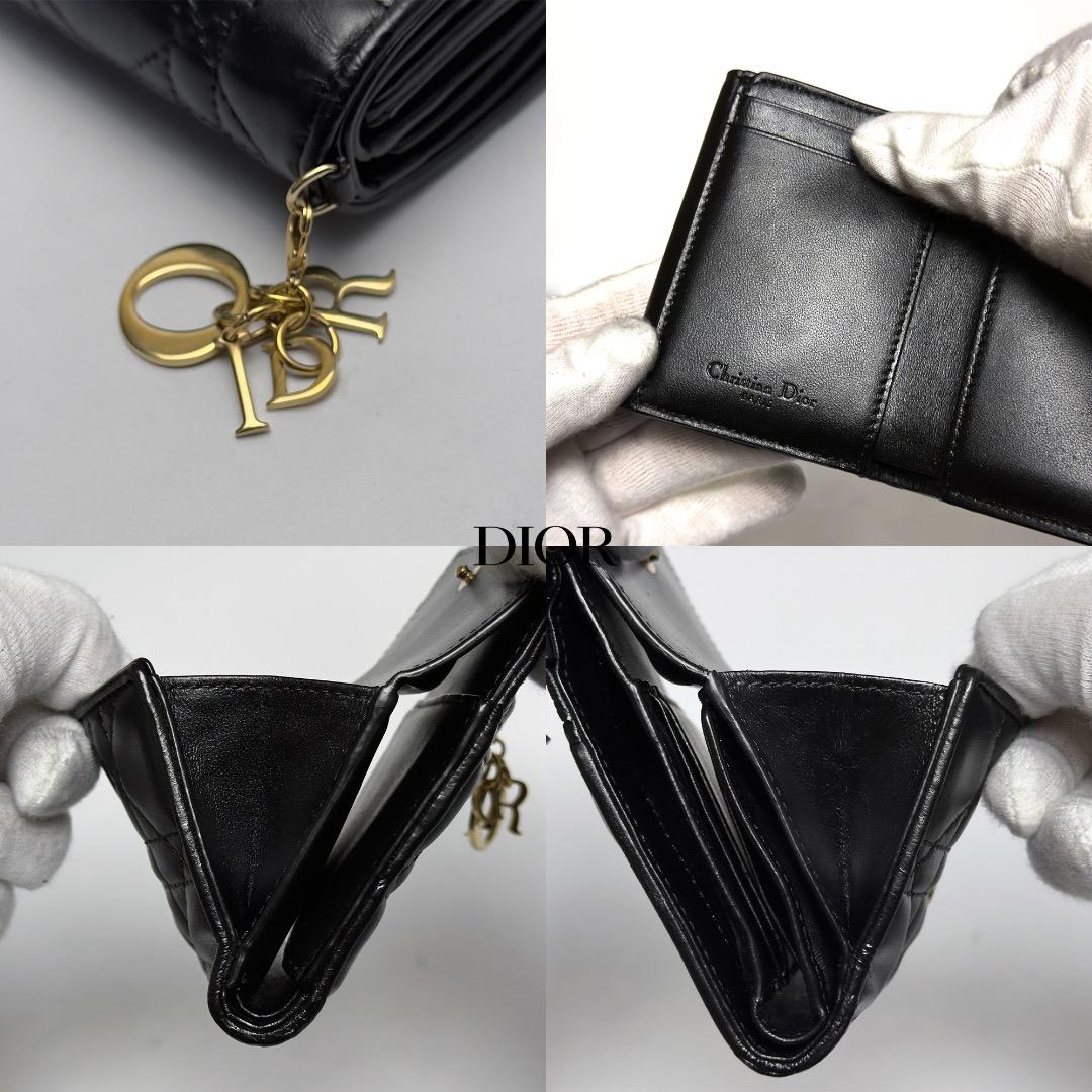 正規品　Dior レディディオール　カナージュ　ロータスウォレット　三つ折り財布