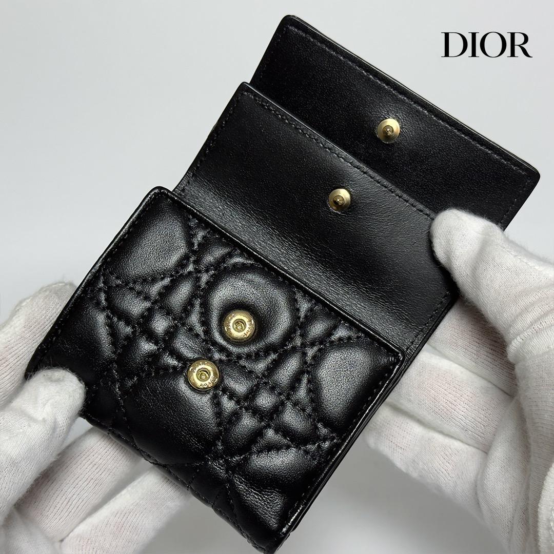 正規品　Dior レディディオール　カナージュ　ロータスウォレット　三つ折り財布