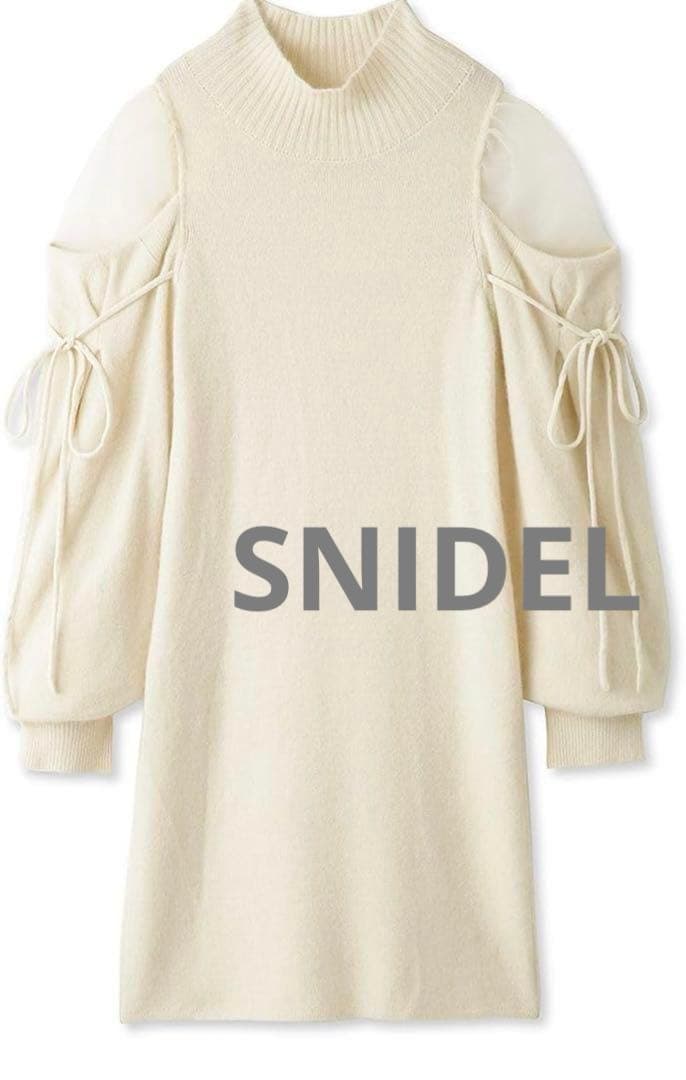 SNIDEL シースルーショルダーミニニットワンピース