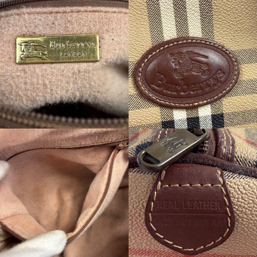 英国製 バーバリーノバチェック ミニボストンバッグ ハンドバッグ