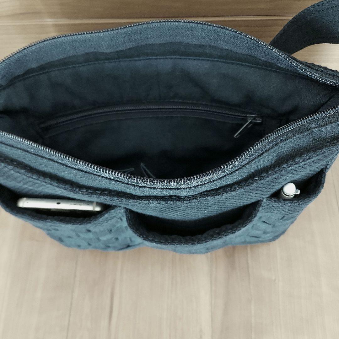 剣道着と編み紐のサコッシュバッグ