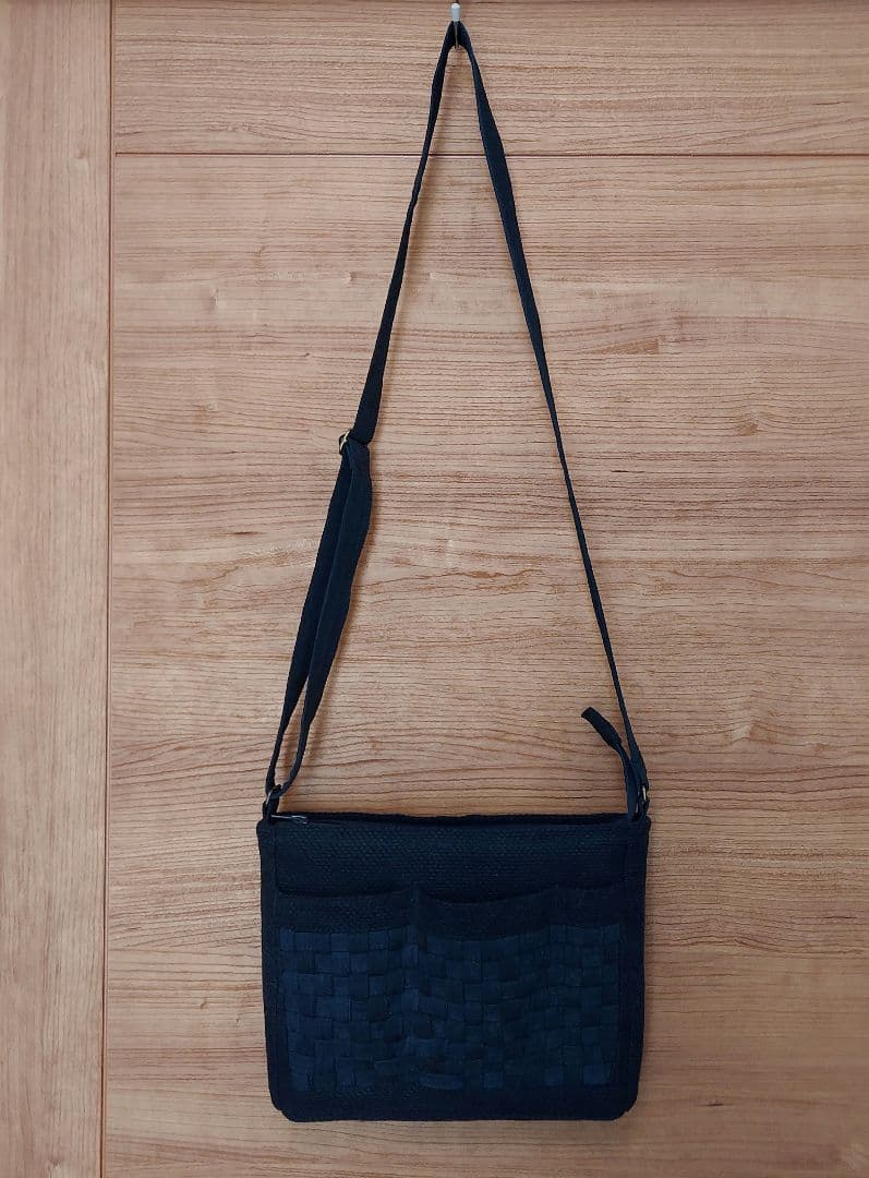 剣道着と編み紐のサコッシュバッグ