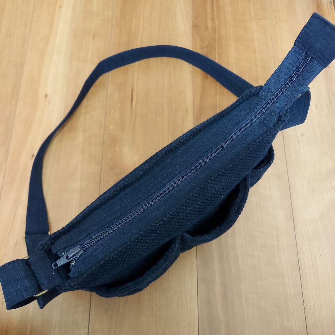 剣道着と編み紐のサコッシュバッグ