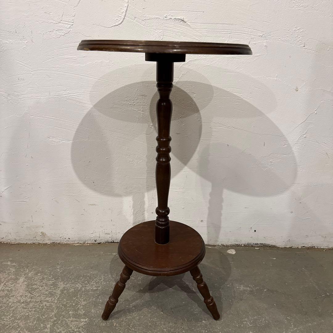 ヴィンテージ　木製サイドテーブル　　ラウンド　花台　2