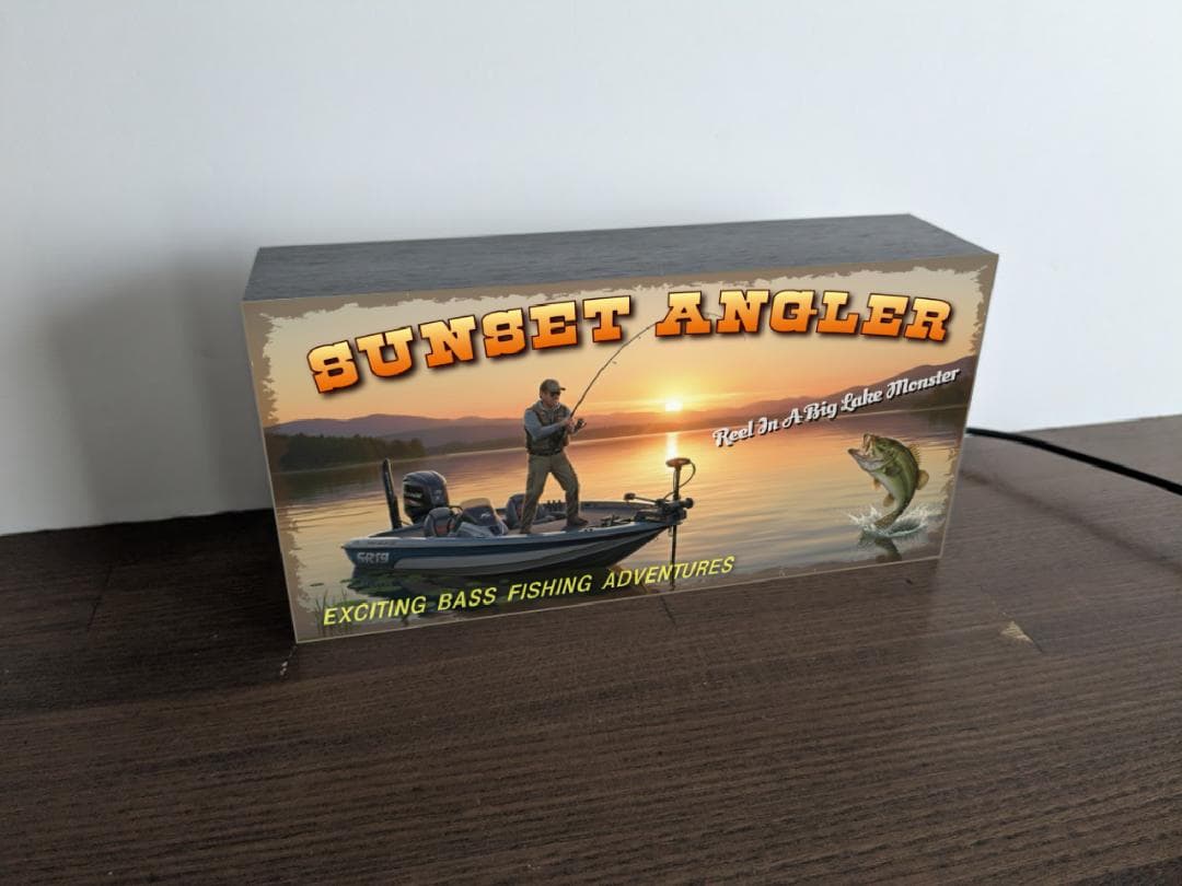 【オーダー無料】ブラックバス フィッシング 釣り 看板 置物 雑貨 ライトBOX