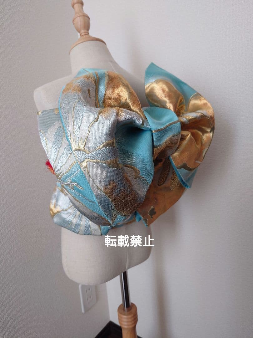 七五三　ハーフ成人式　ジュニア帯　大人用正絹袋帯からの作り帯　1点物　蝶柄