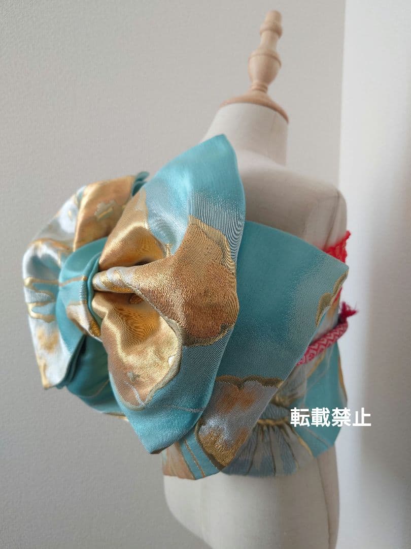 七五三　ハーフ成人式　ジュニア帯　大人用正絹袋帯からの作り帯　1点物　蝶柄