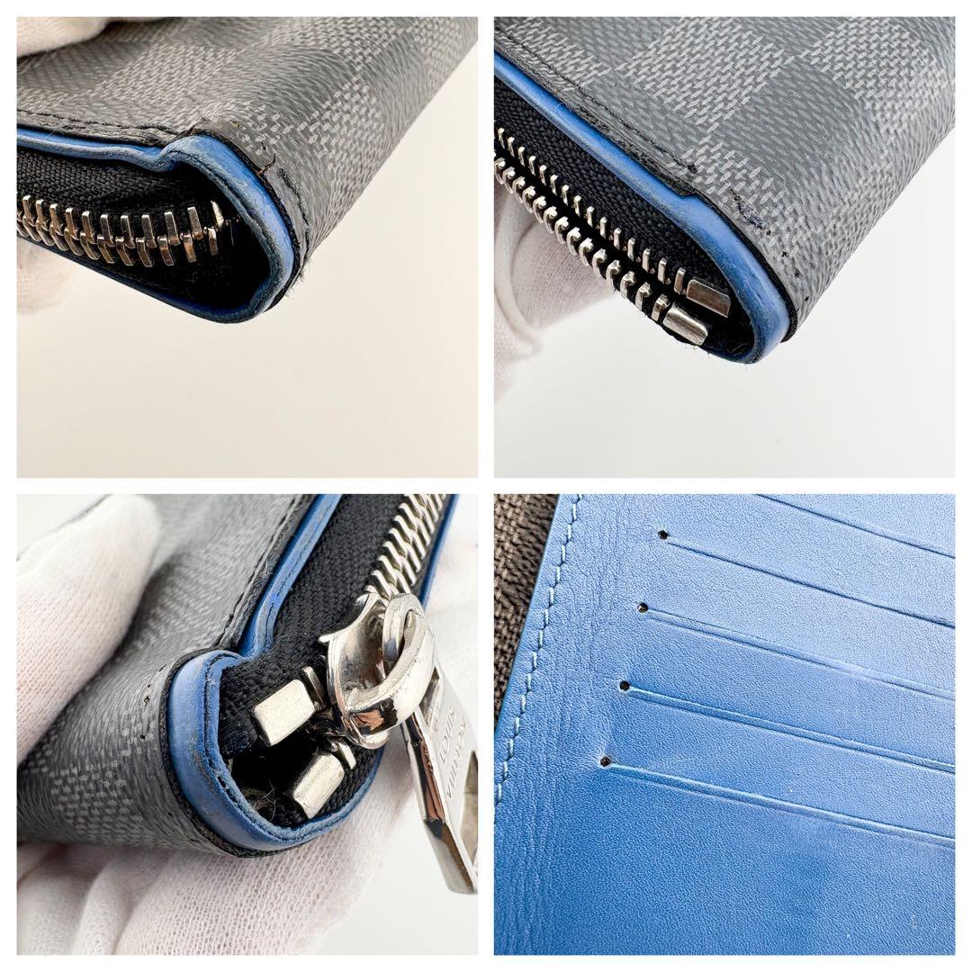 【美品✨】ルイヴィトン ジッピー ヴェルティカル ダミエグラフィット 青 ブルー