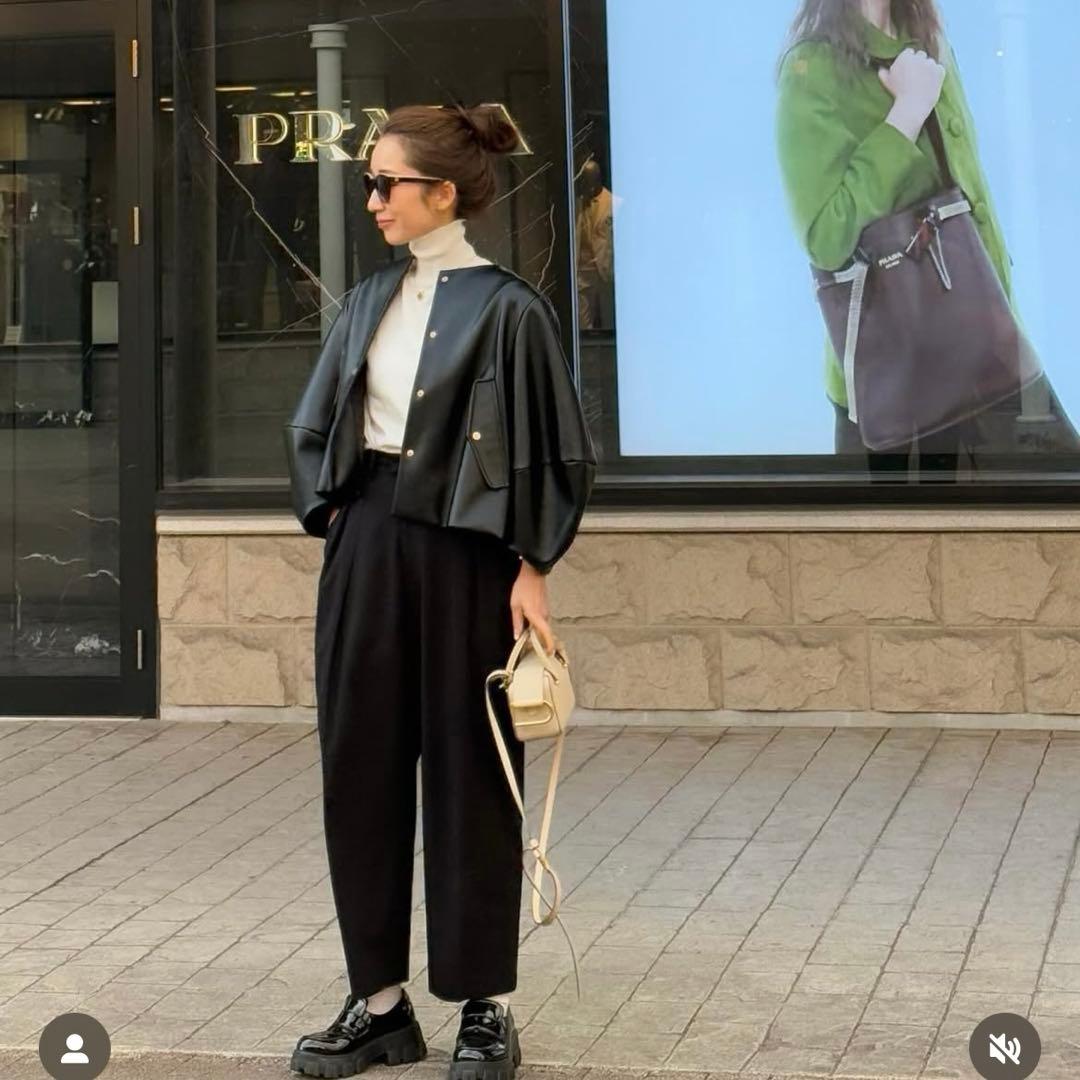 TREFLE +1プリーツエコレザージャケット　トレフルワン